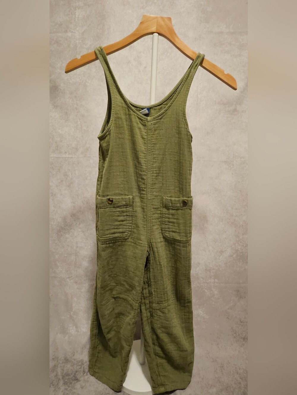 Girls (6-7) Old Navy Olive Green Sleeveless Textured Jumpsuit